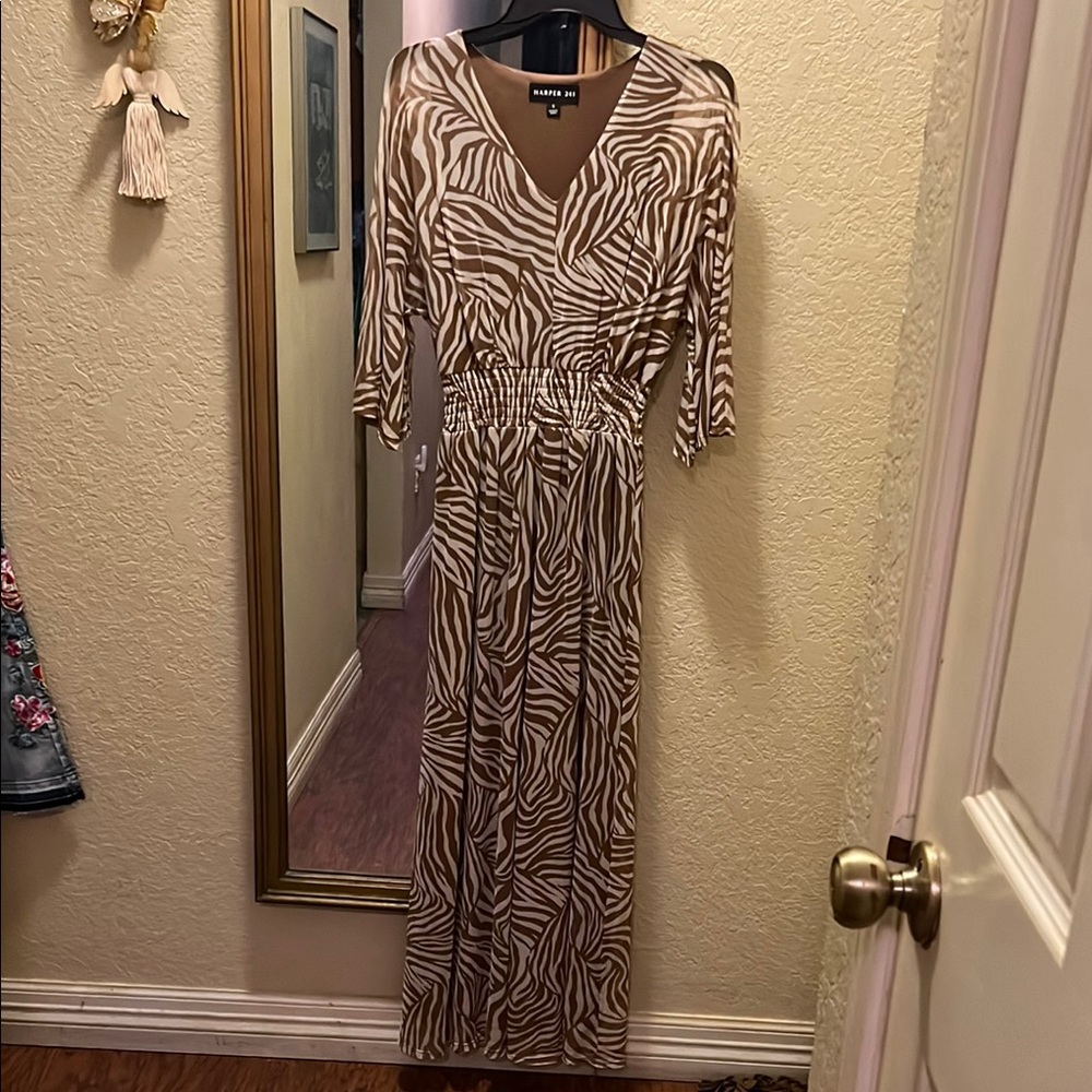 Brown Zebra Print Maxi Dress